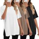 Huukeay 3 Pack Women's Oversized T Shirts Workout Tops (XXXL)