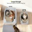 Stainless Steel Litter Box Extra Large for Big Cats Multi-Cats, Jumbo Extra Large Metal Cat Litter Box with High Sided Lid, Anti-Urine Leakage, Non-Stick,Include Litter Scoop
