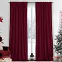 Yakamok Velvet Curtains 84 inches 2 Panels - Luxury Room Darkening Wine Red Curtains for Bedroom Living Room Thermal Insulated Super Soft Window Drapes Rod Pocket, Wine Red, W52 x L84 inches