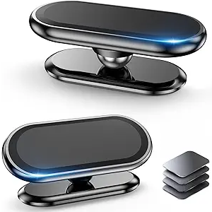 【2Pack】 Magnetic Phone Holder for car, [ Super Strong Magnet ] [ with 4 Metal Plate ] Cell Phone carmount for iPhone Magnetic [ 360° Rotation ] Universal Dashboard Adhesive Car Magnetic Phone Mount