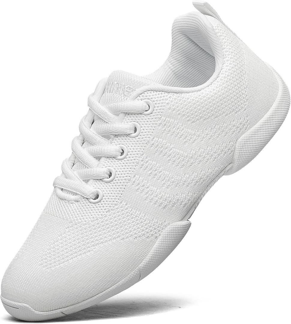 Girls White Cheerleading Shoes Lightweight Competition Tennis Shoes Women Hip Hop Gymnastics Dance Sneakers (9.5 Toddler)