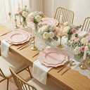 COLOSUS 100 pcs Pink Plastic Plates Set, Nice Disposable Plates,Pink Disposable plates Set for 50 Guest include 50 Dinner Plate 10.5 &50Dessert plates 8.25 for Party,Wedding, Birthday,Mother's Day