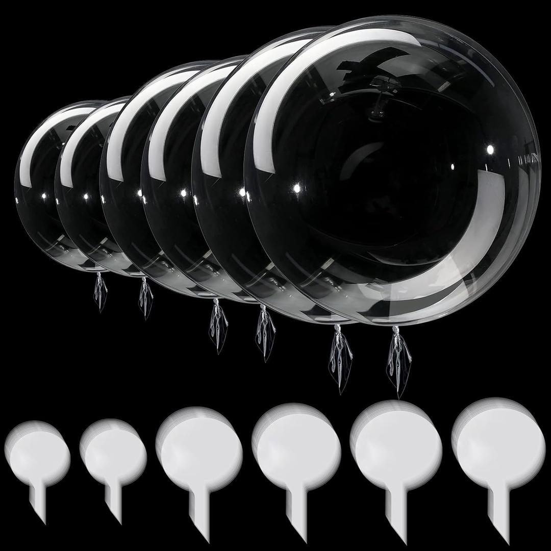 Hiboom 60 Pcs Bobo Balloons Clear Balloons for Stuffing Bobo Balloon Prestretched Different Sizes Transparent Bubble for Wedding Bridal Shower Birthday Party Decoration(10, 13, 18, 20, 24, 36 Inch)