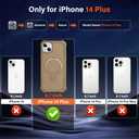 Designed for iPhone 14 Plus Case with Magnetic Stand [Military Drop Protection][Compatible with Magnet] Shockproof 14 Plus Phone Case with Ring Holder, Khaki