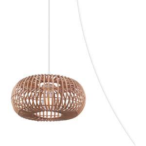 GLOBE Electric 65939 Fitz 1-Light Plug-in or Hardwire Pendant Lighting, Rattan Shade, White Socket