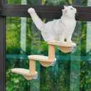 Cat Window Ladder 3-Levels for Indoor Cats Climbing Wood Window Shelf Cats Play and Watch Birds