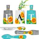 Set of 5 Sunflower Kitchen Decor Eat Sign Fork and Spoons Kitchen Wall Decor Wooden Hanging Plaques Farmhouse Wall Art Home Decor and Accessories
