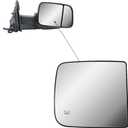 Replacement Passenger Right Side Door Towing Mirror Main Big Glass Flat Heated with Back Plate for RAM 1500 2500 3500 from 2010 to 2024