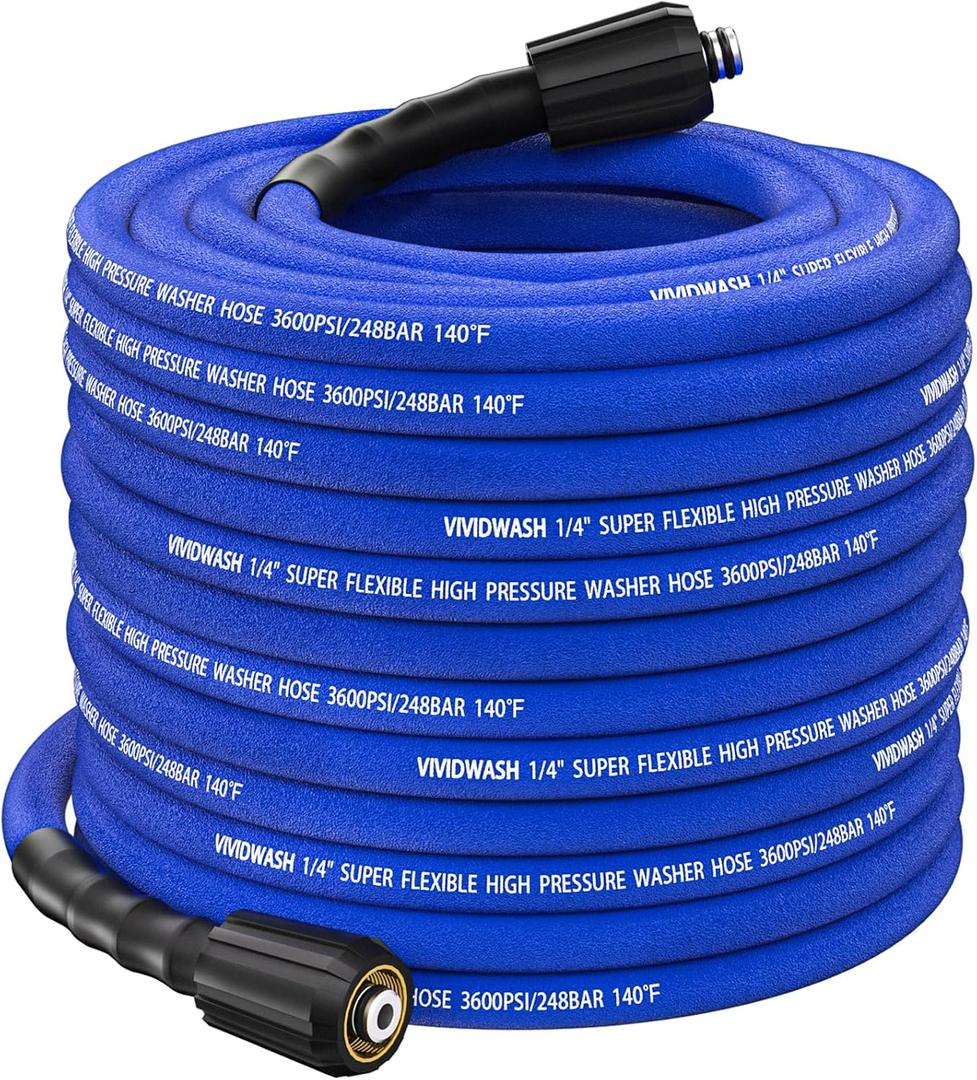 100FT Pressure Washer Hose 1/4"M22-14&15mm Universal Flexible Power Washer Hose No Leak,Kink-Free Pressure Washers Replacement Hose 3600PSI for Household Electric Power Washers,Extension