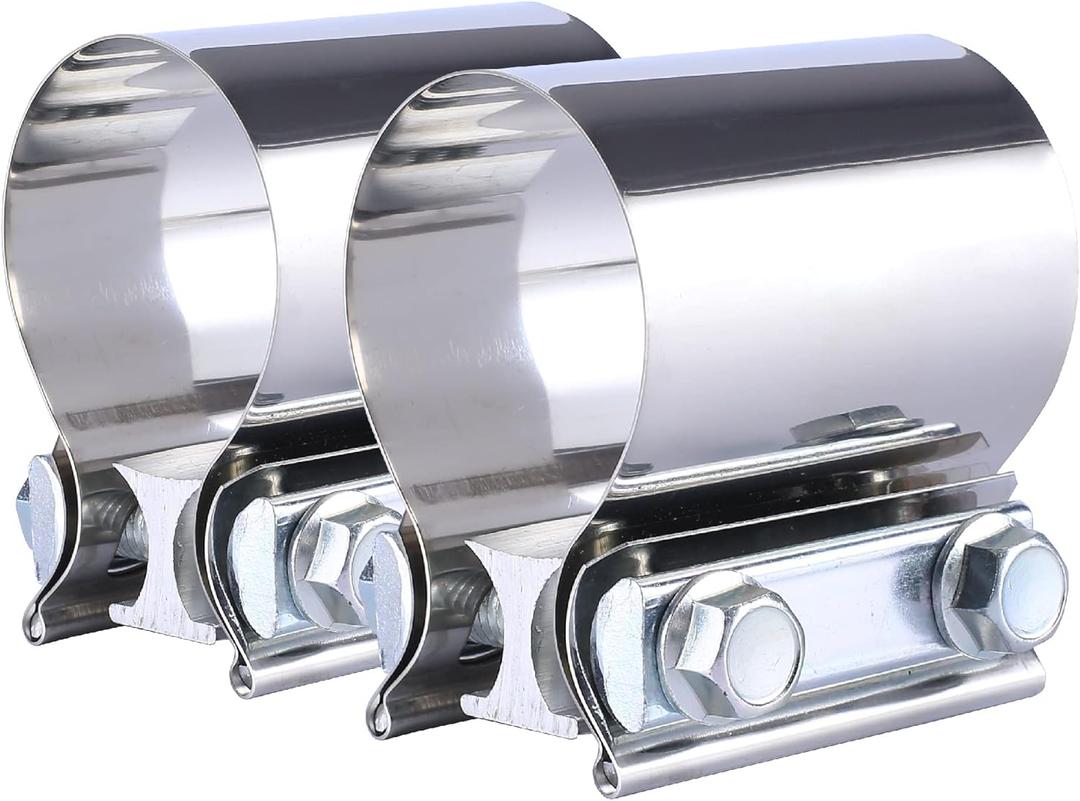 3.5 Inch 3 1/2'' Butt Joint Exhaust Seal Band Clamp,Exhaust Band Clamp T304 Stainless Steel Universal (2 Packs) Metallic
