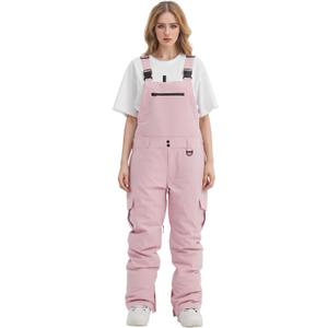 Women Men Snow Ski Bibs Pants Adjustable Windproof Waterproof Jumpsuit Snowboarding Insulated Warm Overall Trouser (Small, Pink)