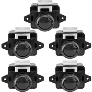 OCGIG 5 PCS Push Button Latch Cabinet Door Catch Keyless Cupboard Locks for RV Motorhome Camper Caravan (Black)