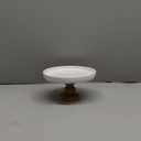 White Cake Stand Small Mini Cake Pedestal Plate Stand, 6 inch Vintage Ceramic Round Wood Pie Stand for Party Wedding, Candle Jewelry Decorative Tray (Brown Wooden High-Foot)