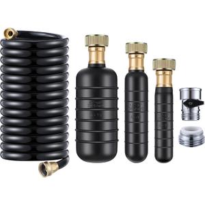 Enhon Drain Bladder Kit, Drain Cleaning Bladder Fit 1" to 6" Drain Pipe, Drain Unclogging Kit with 10 ft 3/4" Retractable Patio Hose&Shut Off Valve&Brass Faucet Adapter, Professional Unclogging Set