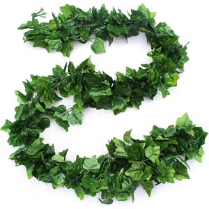 5 pcs Artificial Hanging Grapes Vine Artificial Fake Grape Vines Simulation of Vine Leaves Simulation Grape Garland Plant Lifelike Decor,for Wedding Party Cabinet Wall Decortion (Green)