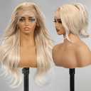 KOME Blonde Synthetic Lace Front Wig,13x4 HD Lace Layered Wave Glueless Wigs for Women Daily Use 26IN