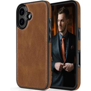 LOHASIC for iPhone 16 Case, Luxury Elegant Leather Soft Grip Full Body Protective Men Women Phone Cases Back Cover for iPhone 16, 6.1" 2024 New Released, Brown