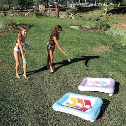 Inflatable Bean Bag Toss Swimming Pool Game Blue Synthetic Fiber