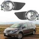 2Pcs Fog Lights Assembly Replacement for 2011-2017 Sienna Clear Lens with Front Bumper Bezel Wires Switch Bulbs Left+Right Side (Passenger & Driver Side)
