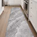 Color&Geometry Kitchen Mats for Floor 24x87 Grey Marble Design