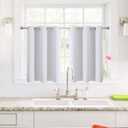 ChrisDowa Small Window Curtains for Kitchen and Bedroom - Grommet Short Thermal Insulated Room Darkening Curtains (2 Panels, Greyish White, 34 x 36 Inch)