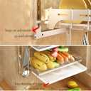 Dish Rack Wall Mounted, Hanging Dish Drying Rack,3 Tier Stainless Steel Dish Rack, Adjustable Length Drain Rack. with Drain Tray, Hooks Silvery