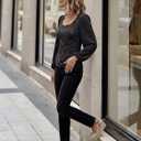 HEYTALALA Womens Puff Long Sleeve Tunic Tops Button Down Square Neck Blouse Loose Fit Basic T Shirt Elegant Tee Shirts (XXL)