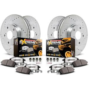 Power Stop K4021-36 Front and Rear Z36 Truck & Tow Brake Kit, Carbon Fiber Ceramic Brake Pads and Drilled/Slotted Brake Rotors For Ford E-150, Ford E-150 Club Wagon [Model Specific]