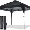 Pop Up Canopy, 10x10 FT Instant Outdoor Canopy Tent with Carrying Bag, 3 Adjustable Heights - Portable for Event, Parties, Camping and More Outdoor Activities (Black)