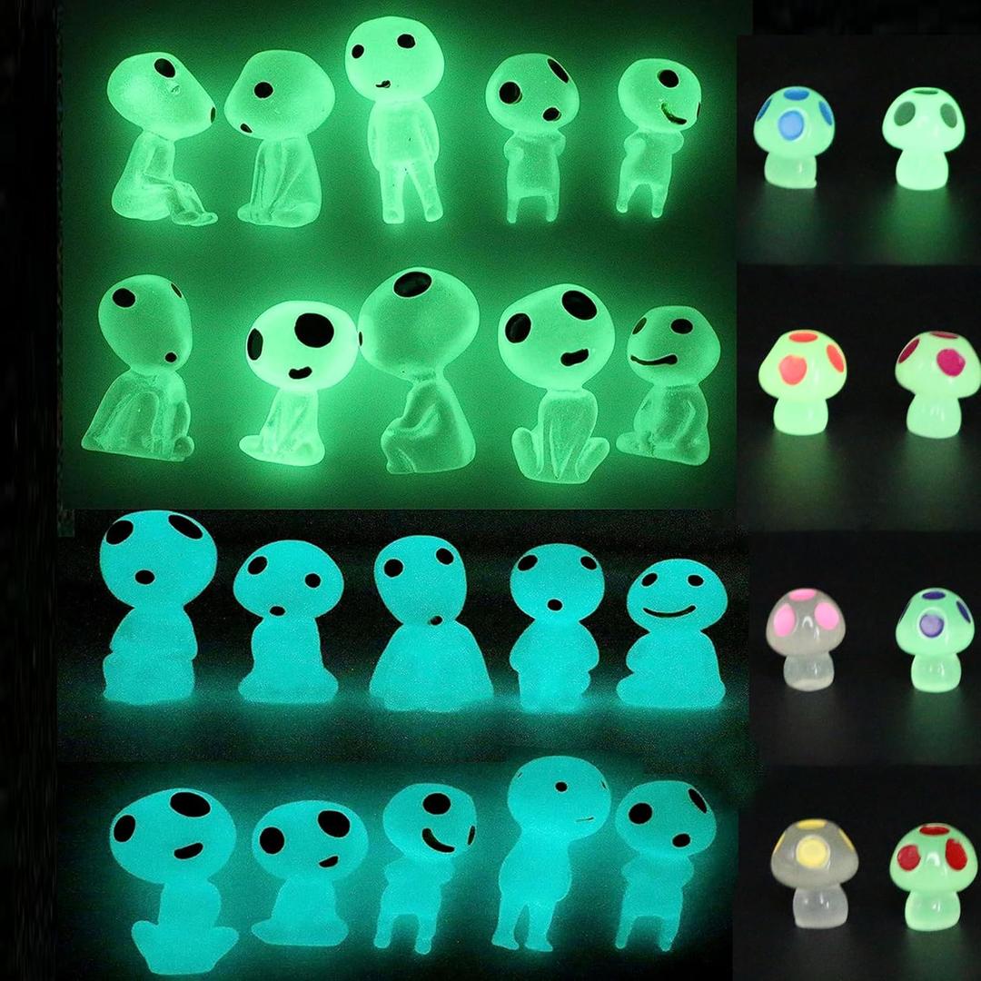 Fairy Garden Accessories Tree Elves Glow in Dark Garden Alien Decor Miniatures Luminous Ghost kit for Micro Landscape Garden Decoration Outdoor Status Patio Lawn Yard Kit