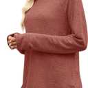 OFEEFAN Long Sleeve Shirts for Women Loose Fit Tunic Tops dressy casual Crew Neck Pullover Sweaters fall Outfits Clothes 2025 (XX-Large, Caramel)