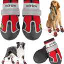 Dog Shoes Large Size Dogs, Medium Dog Booties-Dog Boots & Paw Protectors, 4PCS Shoes for Dogs with Reflective Strip, Anti-Slip Sole for Hot Pavement, Rain, Snow Walking, Hiking. (Red, 6)
