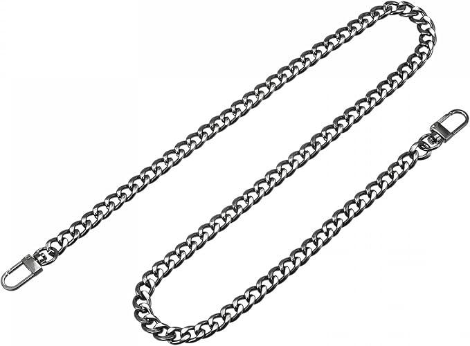 Iron Flat Chain Strap, 32" Handbag Chains Accessories Purse Chain Straps for Shoulder Bag Handbag DIY, Dark Grey