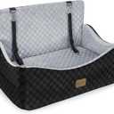 JOEJOY Dog Car Seat for Large Dogs Reversible DualSided Travel Dog Car Bed with Memory Foam, Washable Pet Booster Seat for Dogs up to 55 lbs or 2 Small Dogs, 2 Safety Leashes, Grey