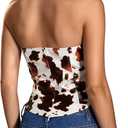 Verdusa Women's Leather Top Backless Tube Top Strapless Crop Corset Tops Going Out Outfits (M)