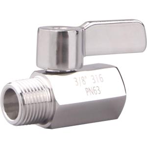 DERNORD 3/8 inch Stainless Mini Ball Valve NPT Female x Male Thread SUS316