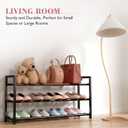 Bumusty 3-Tier Expandable Shoe Rack for Closet, 18-33 Adjustable Shoe Rack for Small Space, Small Shoe Organizer for Front Door, Sturdy Metal, Black