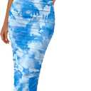 PRETTYGARDEN Wedding Guest Dresses for Women Summer 2026 One Shoulder Ruched Mesh Bodycon Cocktail Beach Floral Maxi Dress (Blue, M)