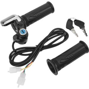 Electric Bike Throttle, 48V Half-Twist Throttle Grip Lock Key Set LED Display Ebike Throttle for Ebike Motorcycle Scooter