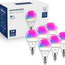 Lightinginside E12 Smart Light Bulbs 50W Equiv., G16.5 RGBCW Candelabra Chandelier Ceiling Fan Smart Bulb Works with Alexa/Google Home/Smart Life, 5W 550LM, 2.4G WiFi Bluetooth Bulb, ETL Listed, 6PCS