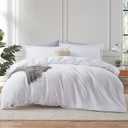 Hearth & Harbor White Duvet Cover Full Size, 3 Piece Soft Double Brushed Bedding Set, Includes 1 Duvet Cover 80x90 inches with Button Closure and 2 Pillow Shams