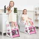 Primlect Potty Training Seat, 2-in-1 Toddler Toilet Seat with Step Stool, Ultra-Stable Potty Chair Attachment, Adjustable Seat and Step Ladder, Non-Slip Design, Splash Guard for Boys and Girls(Pink)