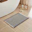 Waffle Bath Mat, Small Boho Bathroom Rugs Non Slip Washable, Ultra Soft Super Absorbent Quick Dry Farmhouse Bathroom Decor, 16" x 24", Grey & White