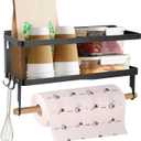 Jolitac Magnetic Fridge Spice Rack- Space Saving Organizer Black Shelf on Refrigerator, Kitchen Paper Towel Holder, Foldable Design (Black-Small)