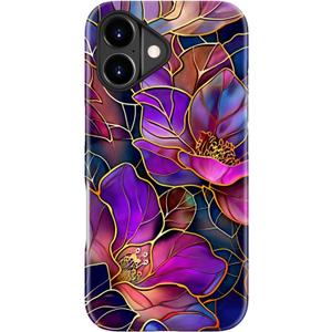 for iPhone 17 Case - Wireless Charging Compatible - Dual-Layer Hard Shell + Silicone Cover - Shockproof Protective Phone Case with Stylish Designs for Women - Blooming Purple Flowers