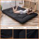MAXYOYO Japanese Floor Mattress Futon Mattress, 4" Thicken Tatami Mat Sleeping Pad Foldable Roll Up Mat Boys Girls Dormitory Pad Kids Floor Lounger, Black, King