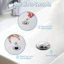 Bathroom Sink Stopper for 1.06-1.50, 2 Pack Pop Up Sink Drain Stopper with Hair Strainer Universal Bathroom Sink Drain Plug, Magnetic Split Design, Easy to Clean (Silver)