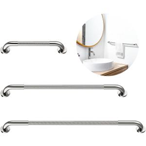 3 Pack Shower Grab Bar for Commercial, Munzong Bathroom Grab Bar, Anti Slip Handicap Balance Bar,Safety Hand Rail for Elderly Injury Senior Bath Handle Compliance(Chrome, 18", 36", 42")