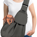 SlowTon Dog Carrier Sling - Thick Padded Adjustable Shoulder Strap Dog Carriers for Small Dogs, Puppy Carrier Purse for Pet Cat with Front Zipper Pocket Safety Belt Machine Washable (Grey L)
