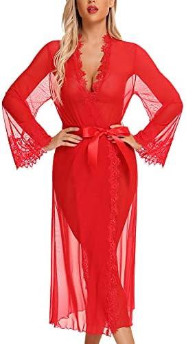 RSLOVE Lingerie for Women Sexy Long Lace Kimono Robe Mesh Chemise Lace Gown Swimsuit Cover Up, M RSLOVE Lingerie for Women Sexy Long Lace Kimono Robe Mesh Chemise Lace Gown Swimsuit Cover Up, M